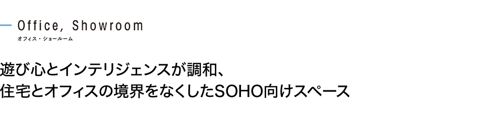 遊び心とインテリジェンスが調和、住宅とオフィスの境界をなくしたSOHO向けスペース